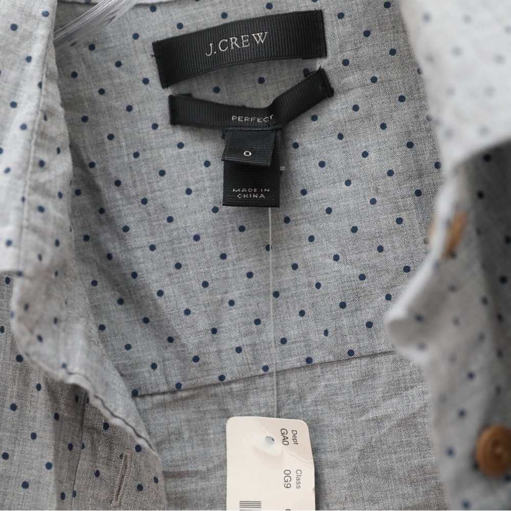 J Crew women's Perfect shirt grey micro polka dot print cotton business office - Picture 2 of 6
